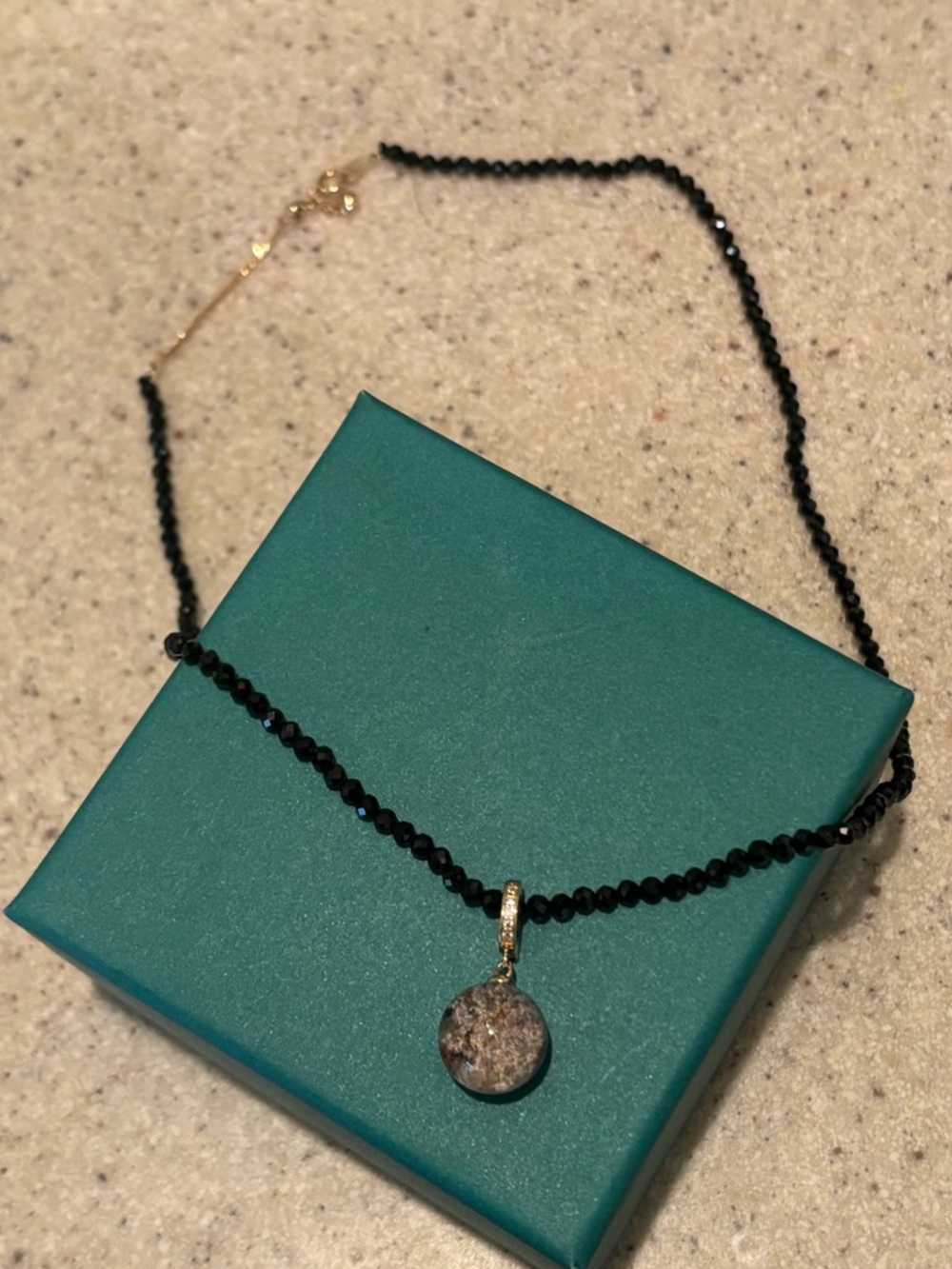 Black Spinel And Garden Quartz Sterling Silver Necklace